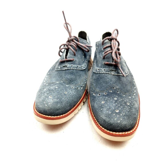 Men’s 8 W Cole Haan Zerogrand Wingtip Oxford Blue Suede Dress Shoe main image 10